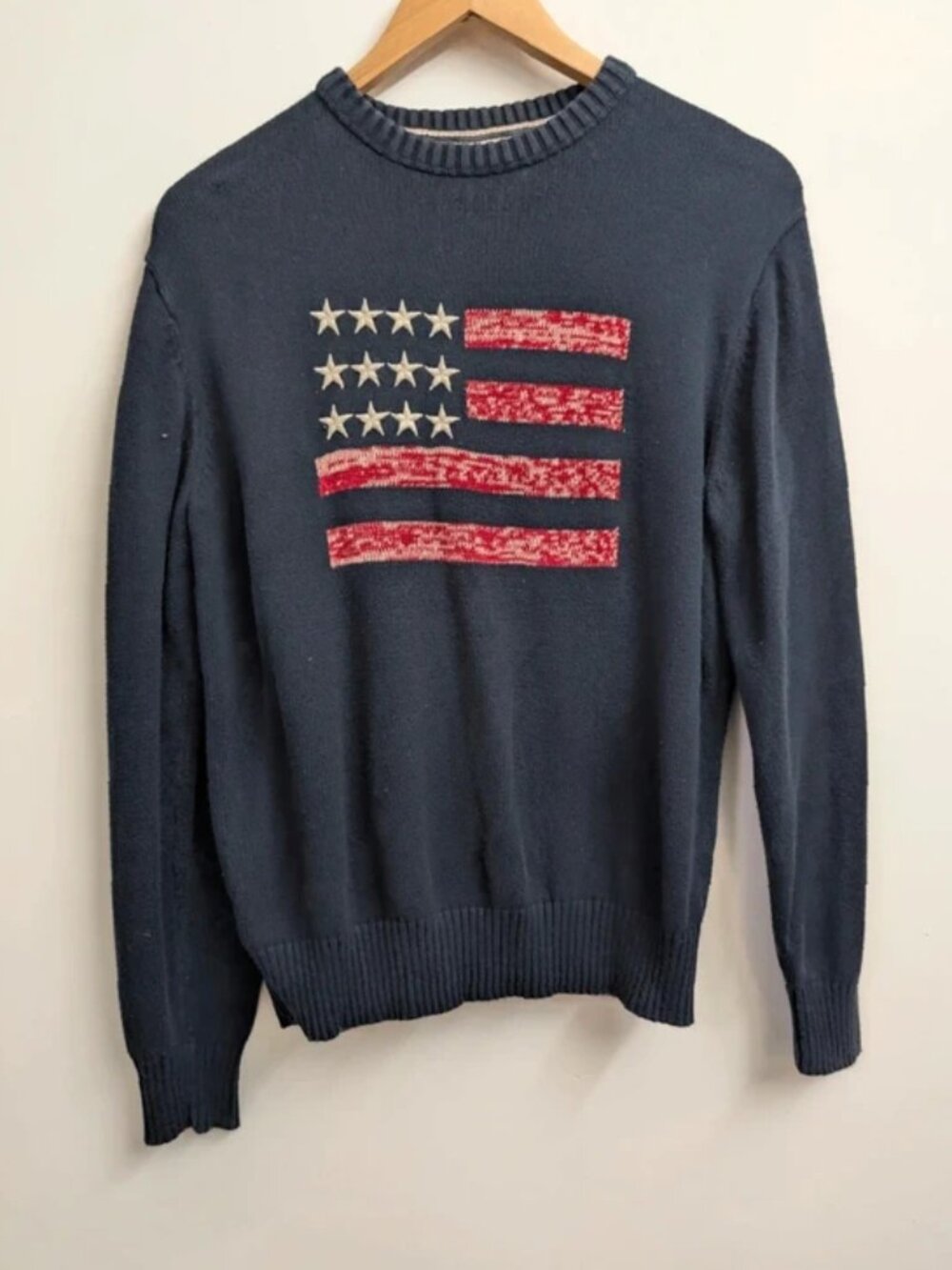 Weatherproof knitted American flag jumper pullover navy size s